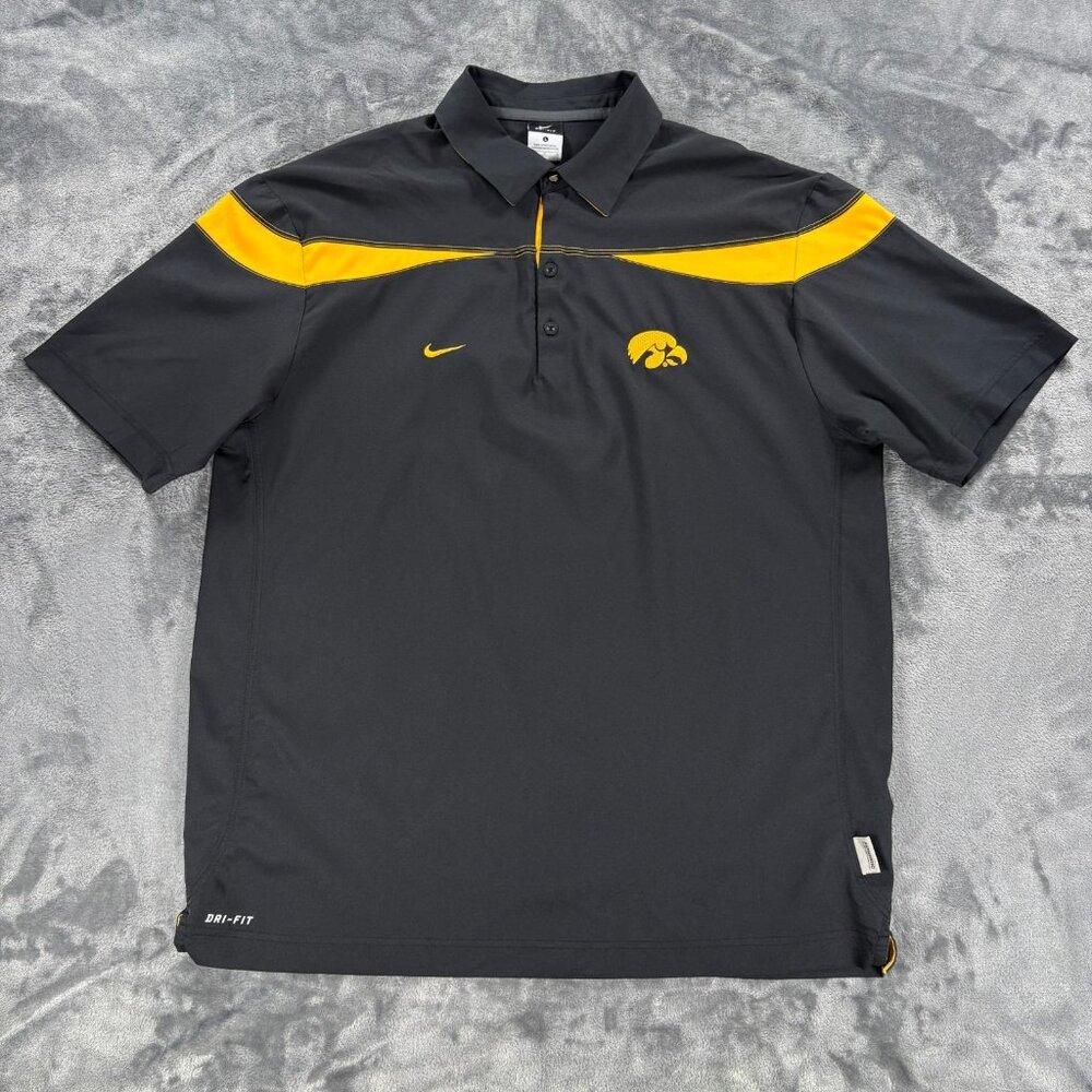 Nike Iowa Hawkeyes Player Issued Polo Shirt Mens L Uniform Team Jersey Football